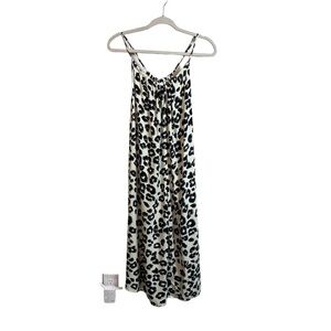 By Together Romper Women's M/L Animal Print Cream and Black Wide Leg Flowy
